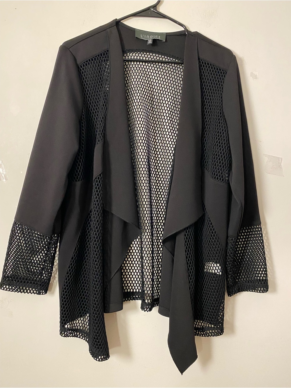 Black Mesh Drape Front Blazer